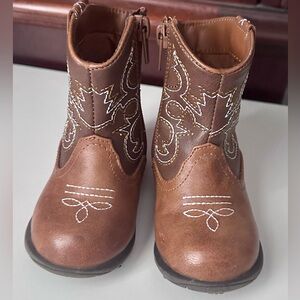 Wonder Nation Brown Kids Boots with White Stitching